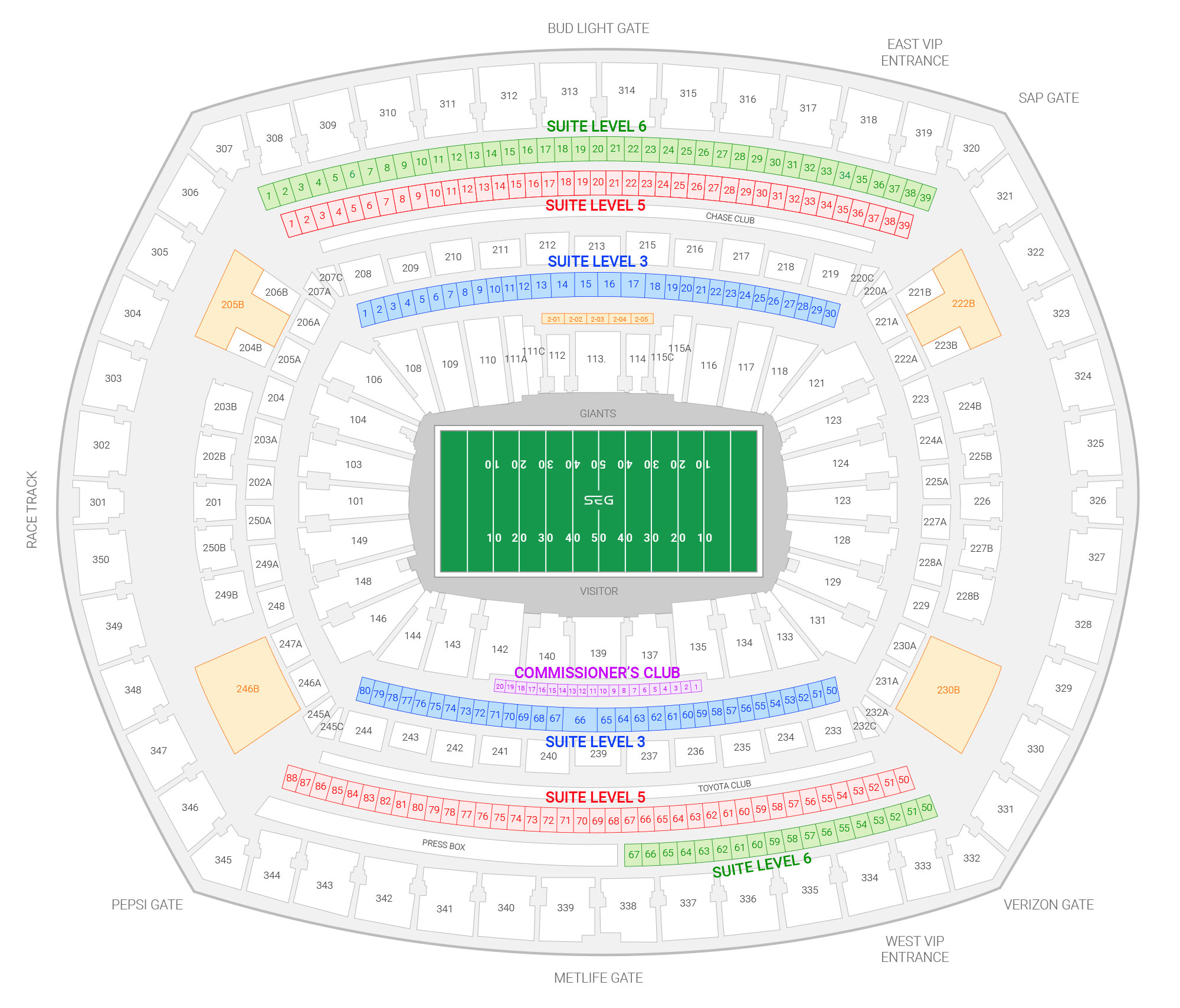 MetLife Stadium Suite Map and Seating Chart